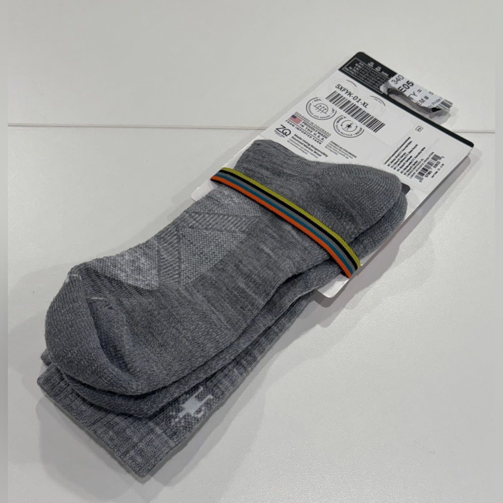 SmartWool Women's XL Athletic Pride Pattern Socks Crew Light Grey NWT Rainbow - Picture 3 of 7